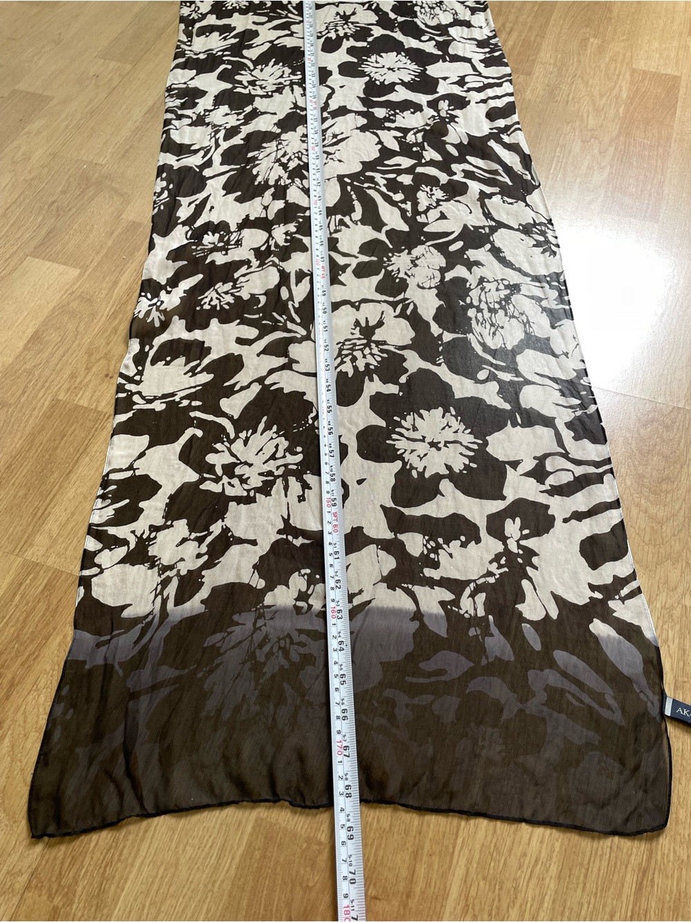 Anne Klein 100% Silk Floral Oblong Scarf Black White Gray Lightweight Wrap - Picture 4 of 5